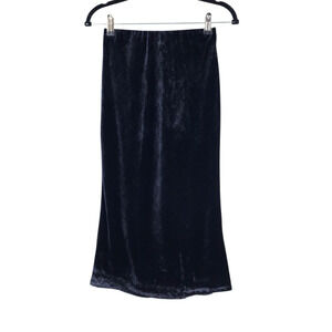 Anthropologie Black Tilda Velvet Pull On Midi Slip Skirt Size Medium